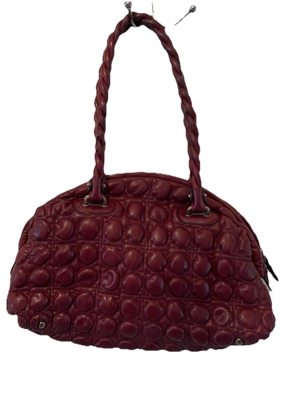 Salvatore Ferragamo Quilted Bubble Shoulder Bag in Burgundy